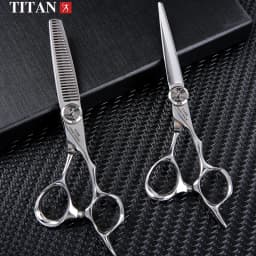 TITAN Professional Hairdresser Scissors Barber Scissors Hair Cutting Thinning Set of 5.5/6.0/6.5/7.0 Inch Japan 440C Steel
