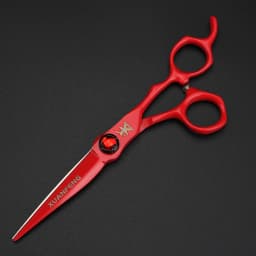 XUANFENG 6 inch Ruby Hair Scissors Barber's Completely Red Cutting Scissors and Thinning Scissors 440c