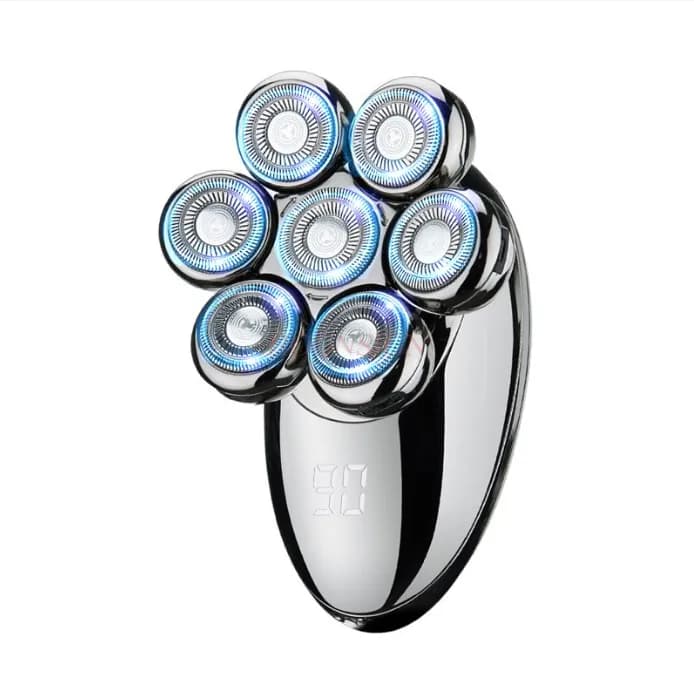 7D Rechargeable Bald Head Shavers Kit for Men USB LED Display Electric Razor Heads Beard Ear Nose Hair Facial Trimmer