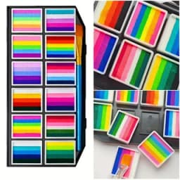 12-Color Rainbow Face Paint Palette & PVC Stencil Set — A Large-Capacity, Water-Based Body Paint Kit. The Reusable PVC Stencils