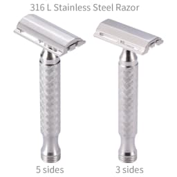 CNC 316 L Stainless Steel Material Men Safety Double Edge Razor Shaving With Non-slip Handle Hand Polished Razors