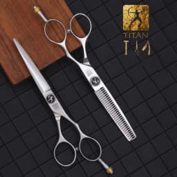 Titan Professional Hairdressing Scissors Set 5.5" & 6.0" Cutting and Thinning Scissors for Barbers and Salons