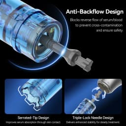 Dr. pen M9 Cartridge Needles: 18/36/42/ Round Nano pin Anti-Backflow Bayonet Heads with Chip-Controlled Needle Length 0.25 mm