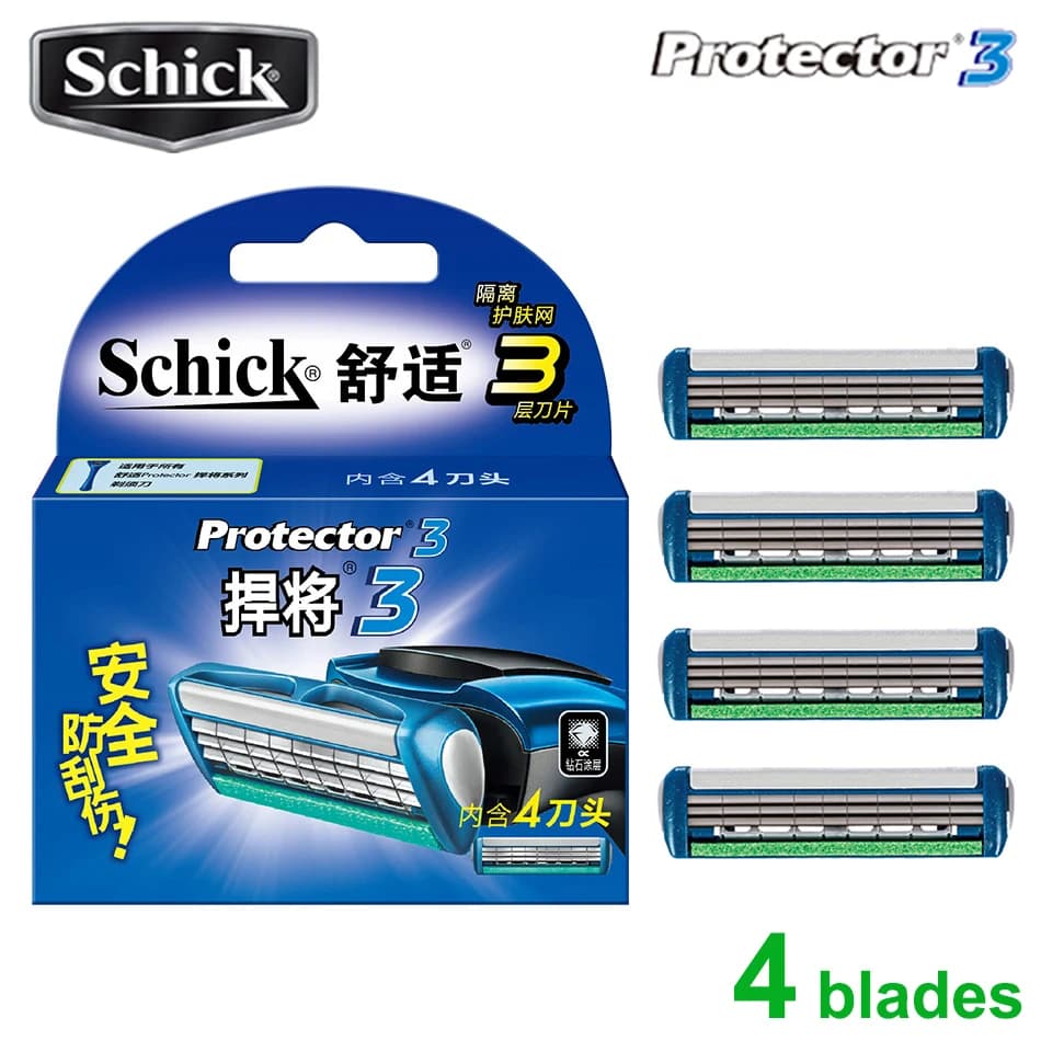 4 Blades Safety Blades Original New Schick Protector 3d Diamond Blade Pack Men Shaving Razor Replacement In Stock