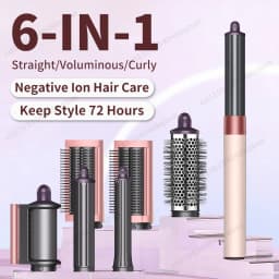 Sencicimen 6 IN 1 Professional Hot Air Styler Negative Ion Hair Dryer Set for Curling Volumizing Straightening Hair Styling Tool