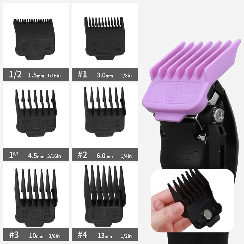 NEW 6Pcs Limit Comb With Magnetism For Wahl Hair Cutting Machine Black Hair Clipper Guards Hair Salon Pro Cutting Guide Combs