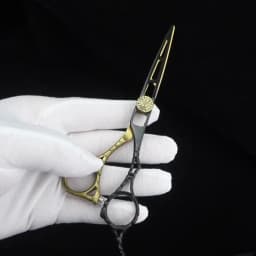 Black Gold Muscle Handle Hair Scissors 6-Inch Barber 440C Steel Cutting and Thinning Scissors