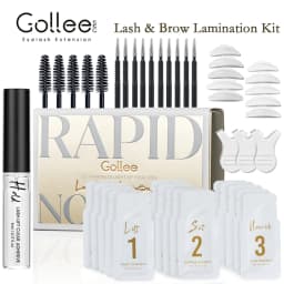 Gollee Eyelash Perm Curler 15 Minutes Lashes Brow Lamination Kit Lasting 4-6 Weeks Eyelashes Lifting Perm Enhancer Salon Beauty
