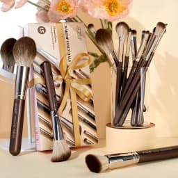 Jessup Makeup Brushes Set 15pcs Brown Make up Brushes Vegan Foundation Blender Concealer Powder Eyeshadow Highlighter Brush,T498