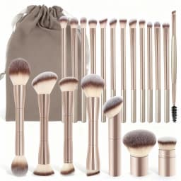 20pcs/set Pro Makeup Brushes Double Ended Foundation Concealers Blush Eye Shadows Brush for Liquid Cream Powder Blending