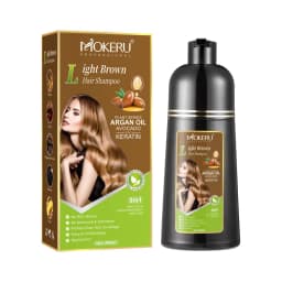 Mokeru Ammonia Free Keratin Hair Color Shampoo Coffee Permanent Brown Hair Dye Shampoo for White Hair Coverage
