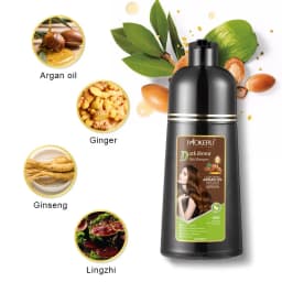 Mokeru Ammonia Free Keratin Hair Color Shampoo Coffee Permanent Brown Hair Dye Shampoo for White Hair Coverage