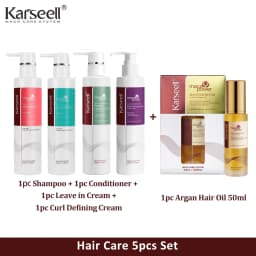 Original Karseell Volume Shampoo and Conditioner Argan Oil Moisturizing Smooth Leave in Cream Curl Defining Cream Hair Care Set