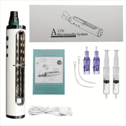 New Adjustable 5-Level Electric Derma Pen with 2 Round Nano Cartridges Adjustable MicroNeedling&Liquid Output Facial Beauty Care
