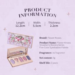 Flower Knows Violet Eye Shadow Strawberry Rococo Series Five-Color Eyeshadow Palette G01 Starmoon Strawberry 0.21OZ./6G