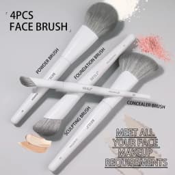 12-Piece Vegan Makeup Brush Set for Powder Foundation Concealer Eyebrows Eyeshadow Contour Eyeliner Blender Eye Brushes