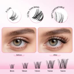 uCoolMe Lashes Venus Super Natural Clusters Kit with Bond and Seal Remover Long-lasting Waterproof Beginner Friendly Makeup Tool