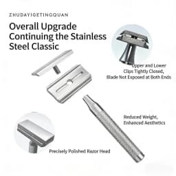 316 Stainless Steel Double Edge Safety Razor for Men with 5 Blades - Eco-Friendly Long-Lasting Shaving Tool