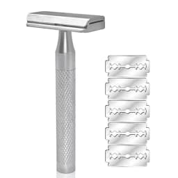 316 Stainless Steel Double Edge Safety Razor for Men with 5 Blades - Eco-Friendly Long-Lasting Shaving Tool
