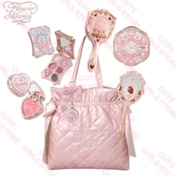 Flower Knows Bunny Garden All-in-One Makeup Set:New Pink Shoulder Bag Cushion Eyeshadow Palette, Lip Gloss, Blush, Cosmetic Kit