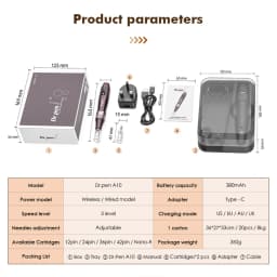 Genuine Dr Pen A10 Wireless With 2 Needle Microneedle Derma Pen Needle length 0.25 mm