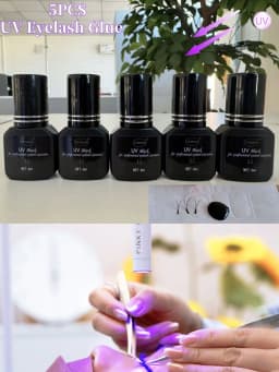 Wholesale 5PCS UV GLUE Adhesive Eyelash Extensions 6ml Black UV Eyelash Glue Fast Drying Strong Long Lasting False Lash Supplies