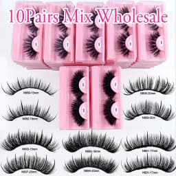 Free Shipping 10Pairs/Pack Fluffy Wispy Natural Strip Lashes With Spikes Wholesale in Bulk Faux Mink Lashes Supplies