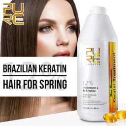 PURC 12% Brazilian Keratin 1000ml Hair Straightening & Repair Treatment Hydrating Silky Anti-Frizz Split Ends Hair Salon Care