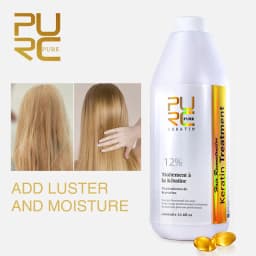 PURC 12% Brazilian Keratin 1000ml Hair Straightening & Repair Treatment Hydrating Silky Anti-Frizz Split Ends Hair Salon Care