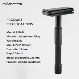 KAMPFE CNC Aluminum Alloy Safety Razor Double Edge Manual Shaving Tool Classic Closed Comb Lightweight Shaver for Men Women