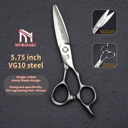 Professional VG10 Steel Barber Scissors, 5.75 Inch Willow Leaf Single-Sided Sharp Blade, Specialized for Regulating Hair Volume