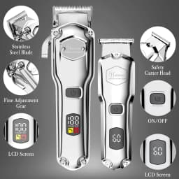 HATTEKER Professional Hair Clipper for Men Cordless Metal Barber Clipper and Trimmer Set Clipper for Hair Cutting Kit