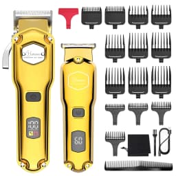 HATTEKER Professional Hair Clipper for Men Cordless Metal Barber Clipper and Trimmer Set Clipper for Hair Cutting Kit