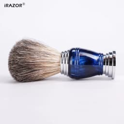 iRAZOR Premium Shaving Brush for Shaver Men with Natural Hair Space Blue Resin Handle Wet Shave Barber Beard Grooming Tool Gift