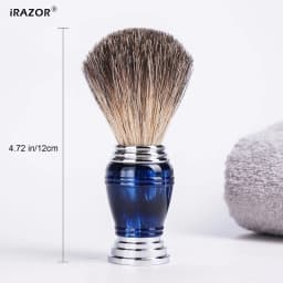 iRAZOR Premium Shaving Brush for Shaver Men with Natural Hair Space Blue Resin Handle Wet Shave Barber Beard Grooming Tool Gift