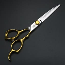 XUANFENG Gold Handle Hair Scissors 9cr18 Steel Gold Screws 6-inch Barber Cutting Scissors and Thinning Scissors Set