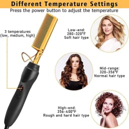 GOIPLE Electric Hot Comb Set, 3 Heat Settings Negative Ion Straightening Comb with Edge Styling and Lace Wig Accessories