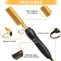 GOIPLE Electric Hot Comb Set, 3 Heat Settings Negative Ion Straightening Comb with Edge Styling and Lace Wig Accessories