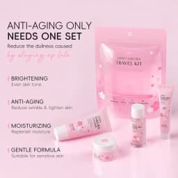 LAIKOU Japan Sakura Full Skincare Set Cleanser Toner Serum Cream Eye Cream Sunscreen Travel Kit Complete Facial Care