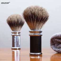 Men's Professional Shaving Brush with Non-Slip Diamonds Design Metal Handle Barber Face Cleaning Beard Shaving Tool