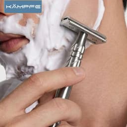 KAMPFE CNC machining Aluminum Alloy Double sided Safety Shaver Men's Gift razor for Non-slip Handle with 5 replacement blade New