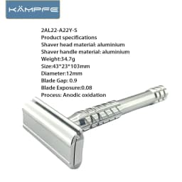 KAMPFE CNC machining Aluminum Alloy Double sided Safety Shaver Men's Gift razor for Non-slip Handle with 5 replacement blade New