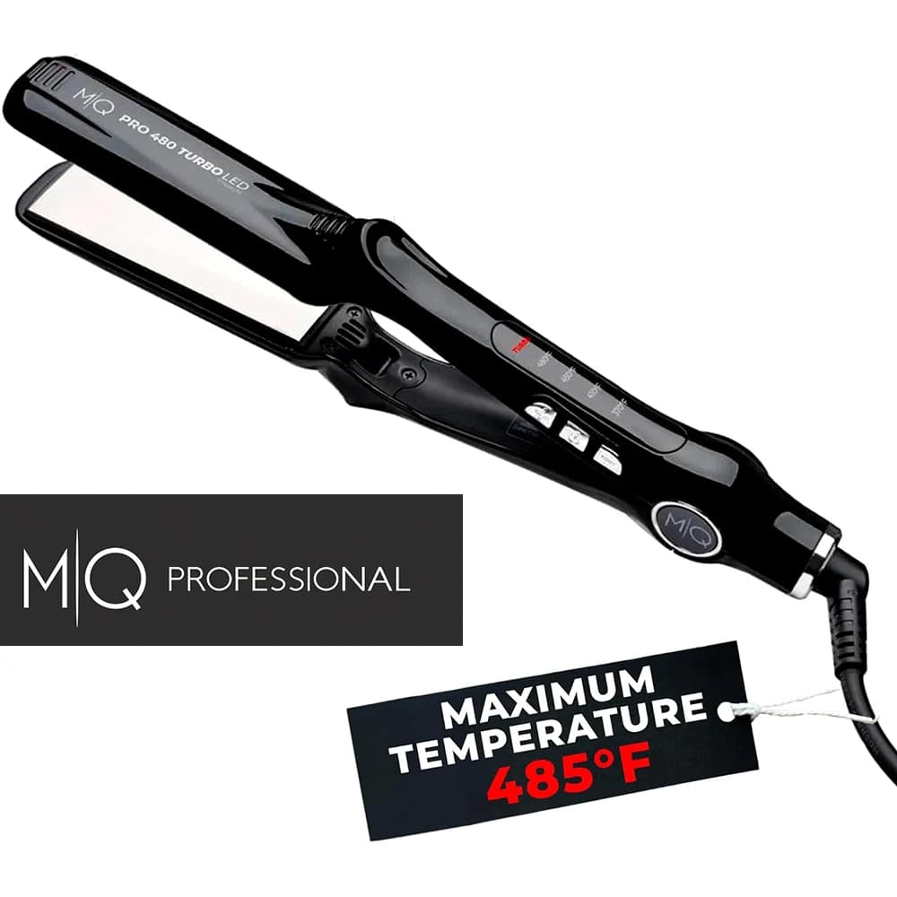 MQ Hair Straightening Titanium Flat Bivolt Iron 480°F Turbo Anatomic Design, Ultra-Smooth, Mirror Effect - 3 Passes