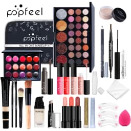 All in One Makeup Kit Full Makeup Kit Gift for Women Teen Girl Nude Eyeshadow Foundation Primer Brush Nude Lipgloss