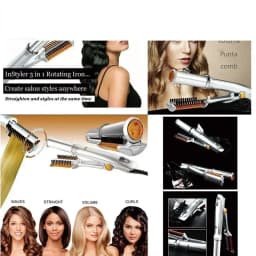 Hair Curling Iron Max 2-Way Rotating Hair Curler 2 In 1 Electric Heating Straightening Hair Curler Brushes Instyler Professional