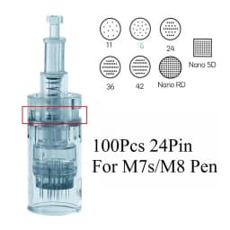 100Pcs 11/16/24/36/42pin Nano Disposable Replacement Cartridges Needles For Dr. Pen M8/M7S Derma Pen - Needle Length 0.25mm