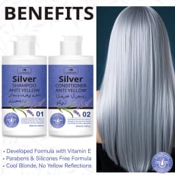 Silver Anti-Yellow Shampoo & Conditioner Set – Neutralize Brassiness & Maintain Cool Blonde Tones.