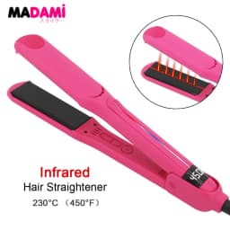 Infrared Hair Flat Iron 450°F Professional Hair Straightener Curler Ceramic Fast Heating Plate 230℃ Salon Hair Iron Dual Voltage