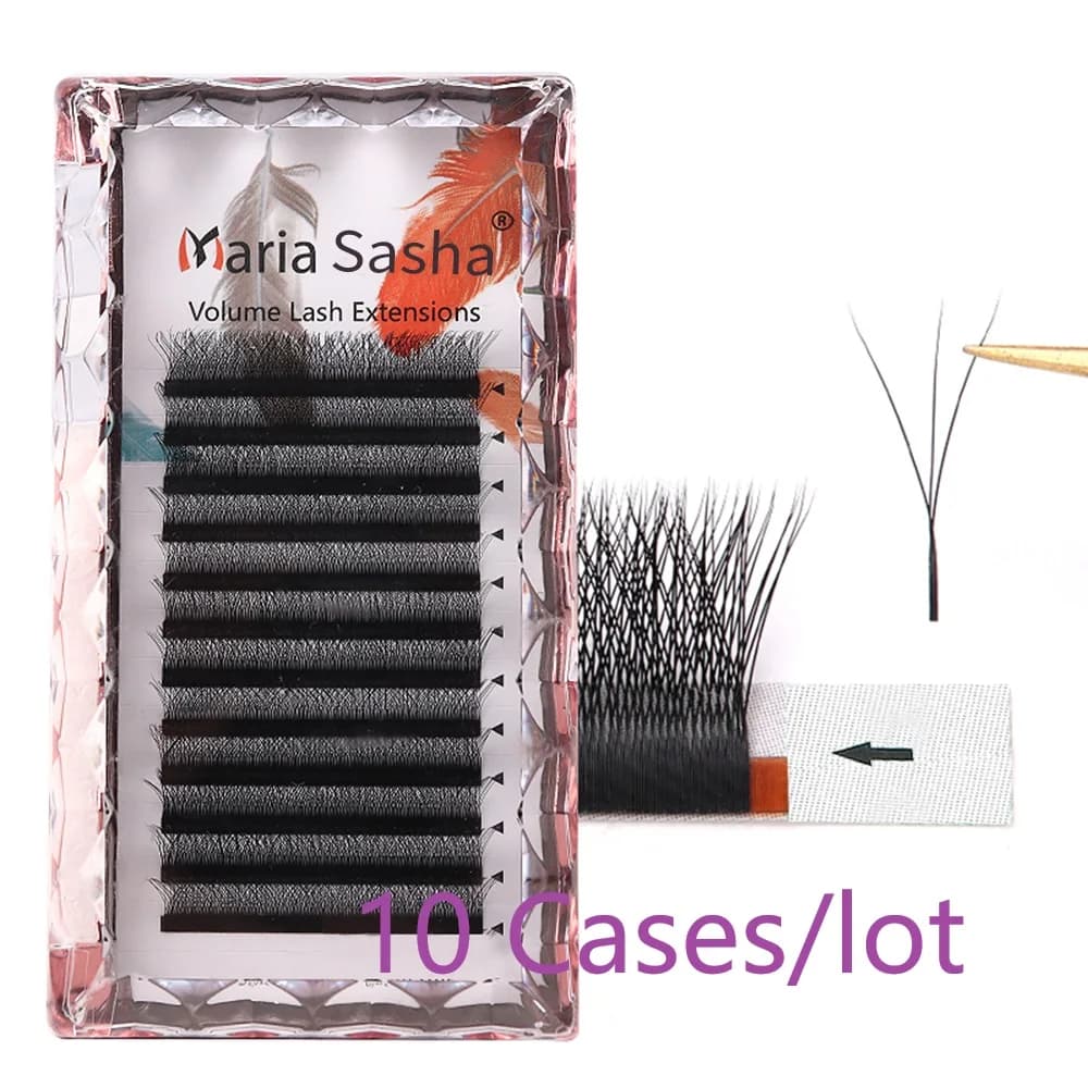 MARIA 10 Cases 3D W Private Label Wholesale Russian Eyelashes Clusters Easy Fan Volume Lashes Extension Y Mix False Mink Makeup