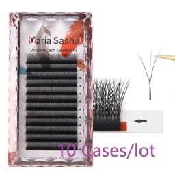 MARIA 10 Cases 3D W Private Label Wholesale Russian Eyelashes Clusters Easy Fan Volume Lashes Extension Y Mix False Mink Makeup